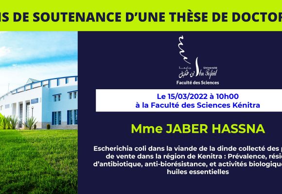 Avis de soutenance d’une thèse de doctorat (Mme JABER HASSNA)