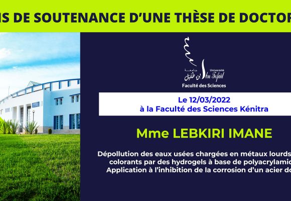 Avis de soutenance d’une thèse de doctorat (Mme LEBKIRI IMANE)