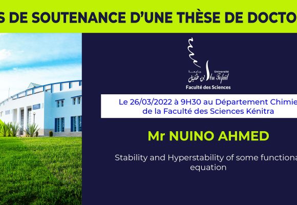 Avis de soutenance d’une thèse de doctorat (Mr NUINO AHMED)
