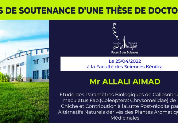 Avis de soutenance d’une thèse de doctorat (Mr ALLALI AIMAD)