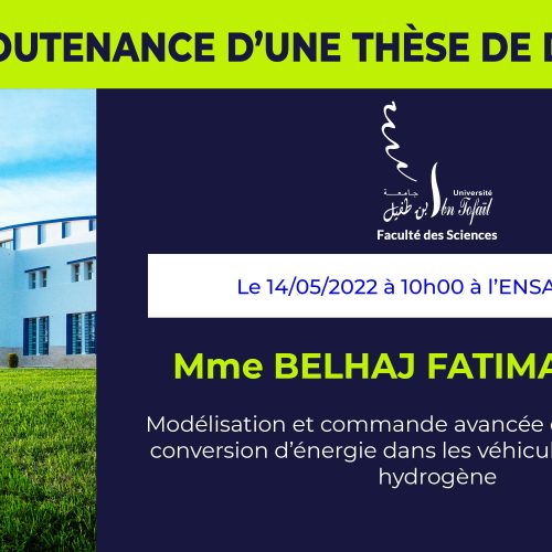 Avis de soutenance d’une thèse de doctorat (Mme BELHAJ FATIMA ZAHRA)