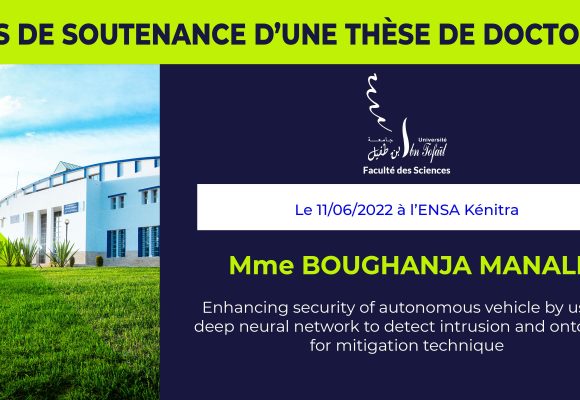 Avis de soutenance d’une thèse de doctorat (Mme BOUGHANJA MANALE)