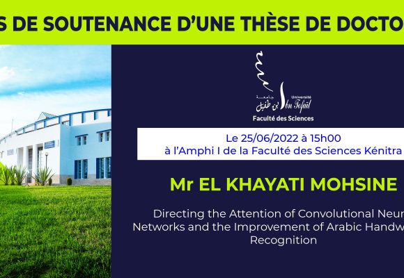 Avis de soutenance d’une thèse de doctorat (Mr EL KHAYATI MOHSINE)