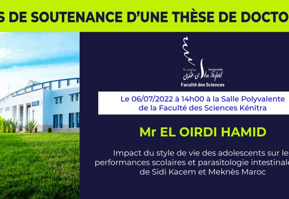 Avis de soutenance d’une thèse de doctorat (Mr EL OIRDI HAMID)