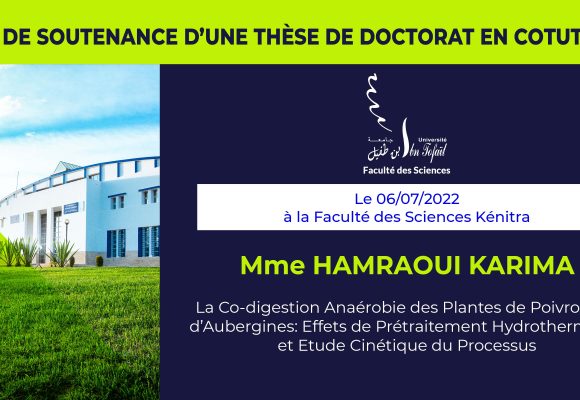 Avis de soutenance d’une thèse de doctorat (Mme HAMRAOUI KARIMA)