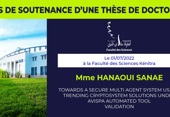 Avis de soutenance d’une thèse de doctorat (Mme HANAOUI SANAE)