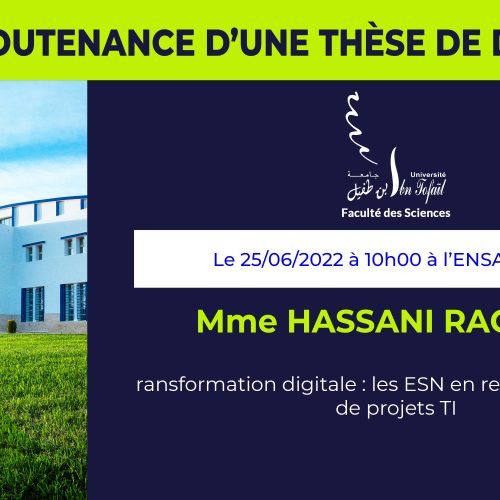 Avis de soutenance d’une thèse de doctorat (Mme HASSANI RACHIDA)