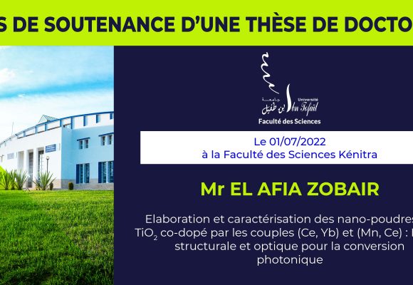 Avis de soutenance d’une thèse de doctorat (Mr EL AFIA ZOBAIR)