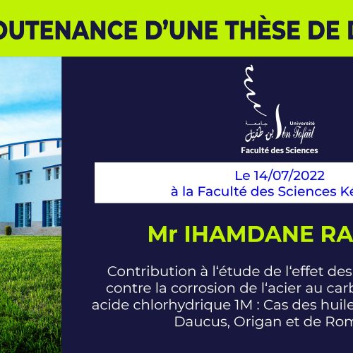Avis de soutenance d’une thèse de doctorat (Mr IHAMDANE RACHID)
