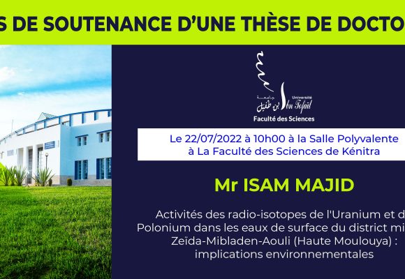 Avis de soutenance d’une thèse de doctorat (Mr ISAM MAJID)