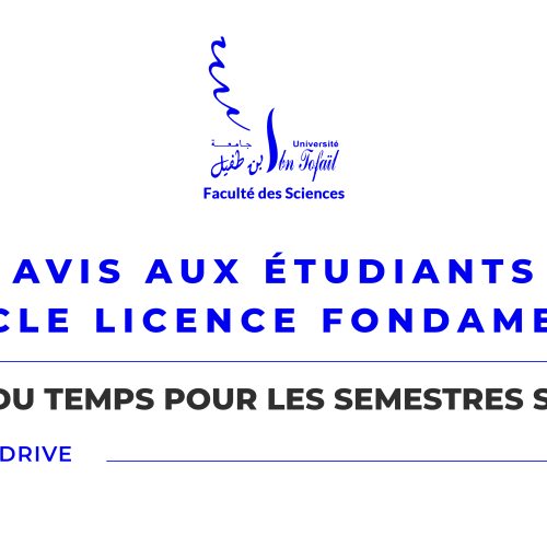 Emplois du temps pour les semestres S1, S3 et S5 – Cycle Licence Fondamentale