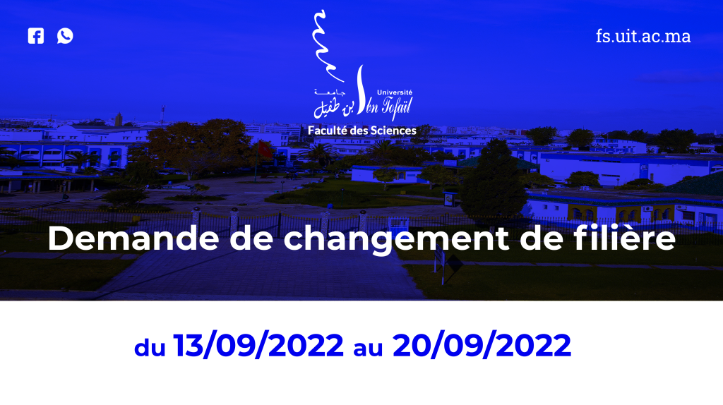 Demande de changement de filière | Faculté des Sciences