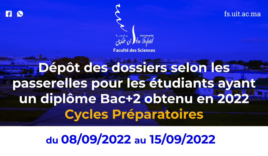 Dépôt des demandes selon les passerelles ayant un diplôme Bac+2 obtenu en 2022 : Cycles Préparatoires
