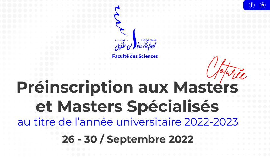 Préinscription en ligne aux Masters et Masters Spécialisés 2022-2023
