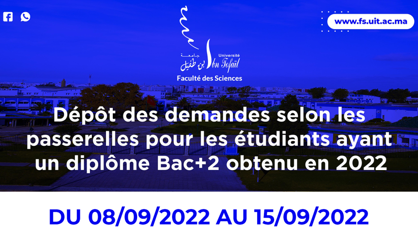 Dépôt des demandes selon les passerelles ayant un diplôme Bac+2 obtenu en 2022
