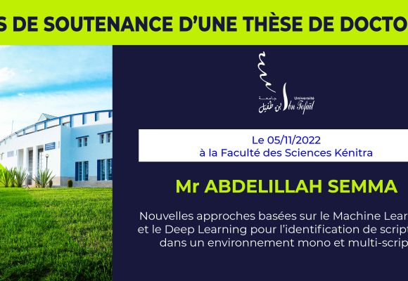 Avis de soutenance d’une thèse de doctorat (Mr ABDELILLAH SEMMA)