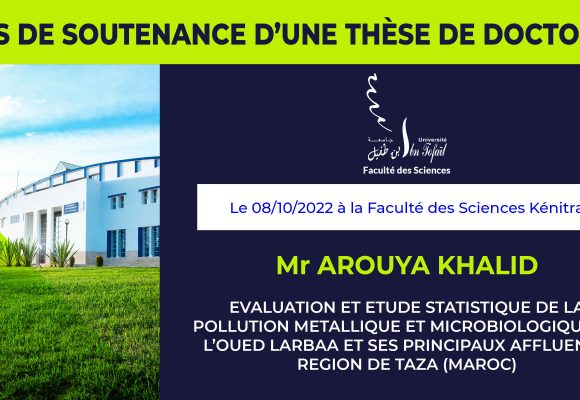 Avis de soutenance d’une thèse de doctorat (Mr AROUYA KHALID)