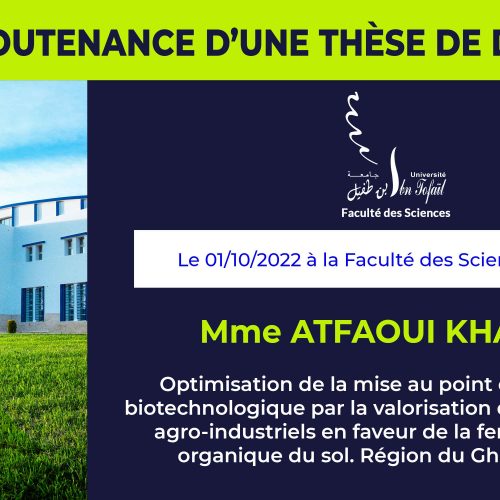 Avis de soutenance d’une thèse de doctorat (Mme ATFAOUI KHADIJA)