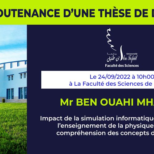 Avis de soutenance d’une thèse de doctorat (Mr BEN OUAHI MHAMED)