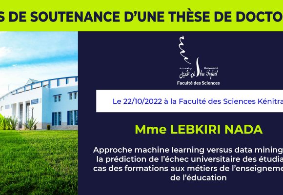 Avis de soutenance d’une thèse de doctorat (Mme LEBKIRI NADA)