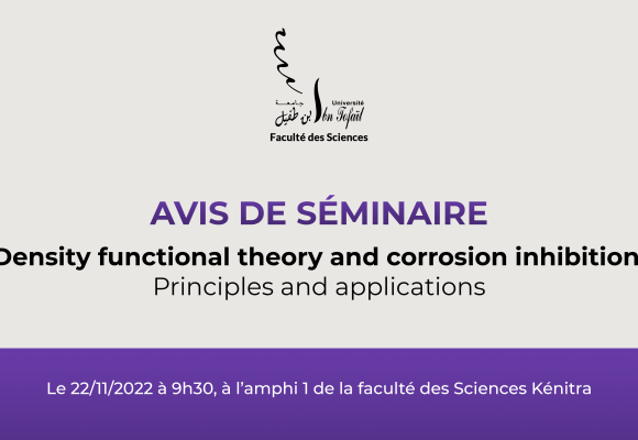 Avis de séminaire – Density functional theory and corrosion inhibition : Principles and applications