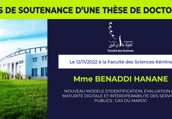 Avis de soutenance d’une thèse de doctorat (Mme BENNADI HANANE)