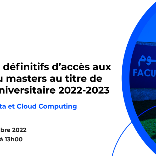 Résultats définitifs du concours d’accès au Master : Big Data et Cloud Computing