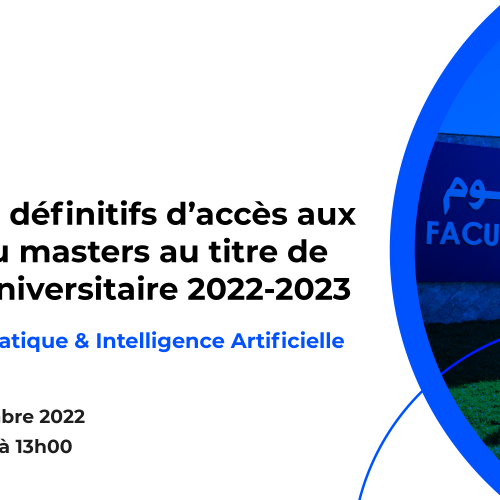 Résultats définitifs du concours d’accès au Master : Informatique & Intelligence Artificielle