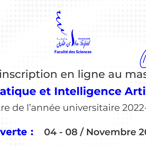 Pré-inscription en ligne au master: Informatique et Intelligence Artificielle