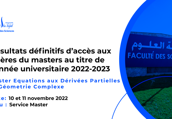 Résultats définitifs d’accès au Master Équations aux Dérivées Partielles et Géométrie Complexe