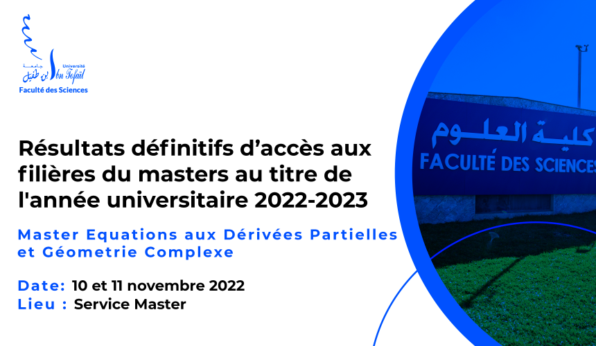 Résultats définitifs d’accès au Master Équations aux Dérivées Partielles et Géométrie Complexe