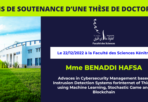 Avis de soutenance d’une thèse de doctorat (Mme BENADDI HAFSA)