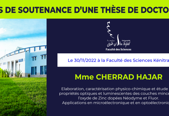 Avis de soutenance d’une thèse de doctorat (Mme CHERRAD HAJAR)
