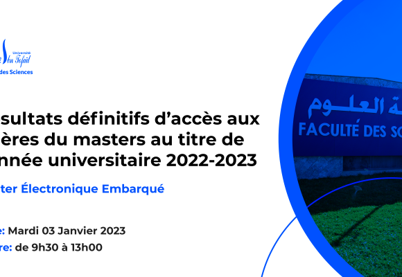 Résultats définitifs du concours d’accès au Master : Électronique Embarqué
