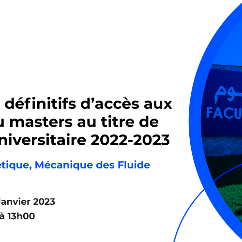 Résultats définitifs du concours d’accès au Master : Energétique, Mécanique des Fluide