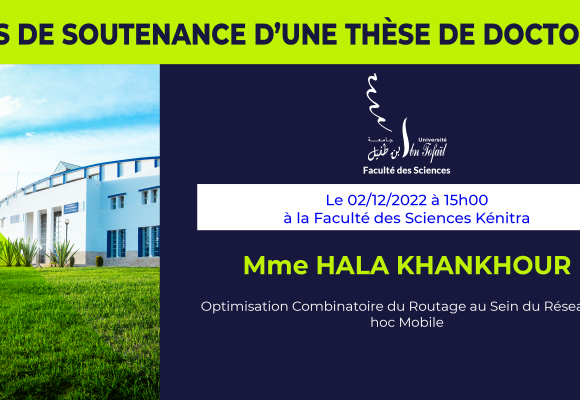 Avis de soutenance d’une thèse de doctorat (Mme HALA KHANKHOUR)
