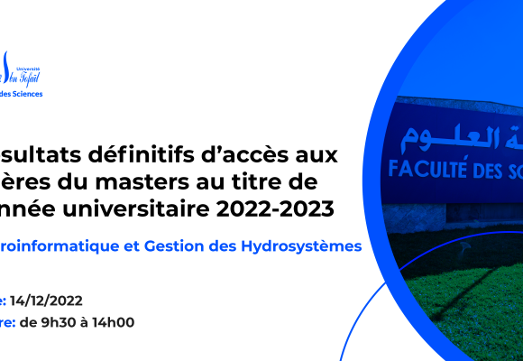 Résultats définitifs du concours d’accès au Master : Hydroinformatique et Gestion des Hydrosystèmes