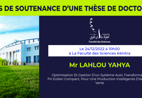 Avis de soutenance d’une thèse de doctorat (Mr LAHLOU YAHYA)