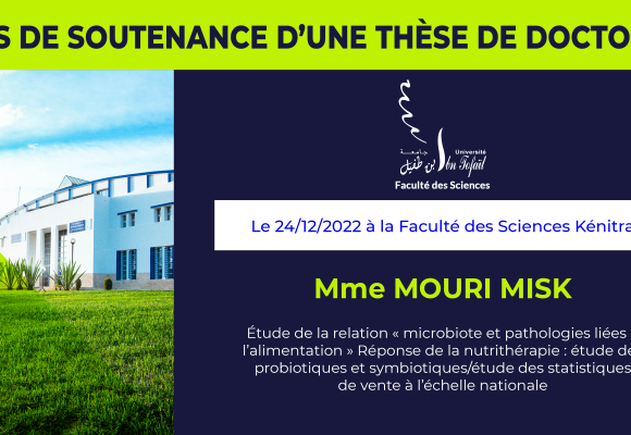 Avis de soutenance d’une thèse de doctorat (Mme MOURI MISK)