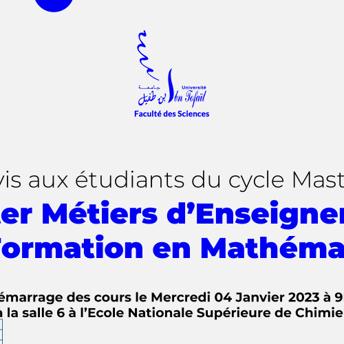 Démarrage des cours du Master Métiers d’Enseignement et de Formation en Mathématiques