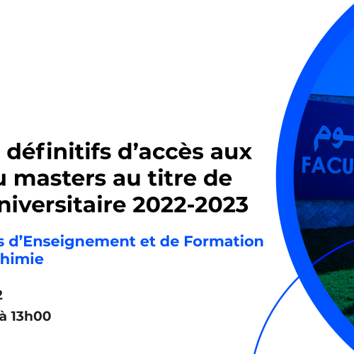 Résultats définitifs du concours d’accès au Master : Métiers d’Enseignement et de Formation en Physique Chimie