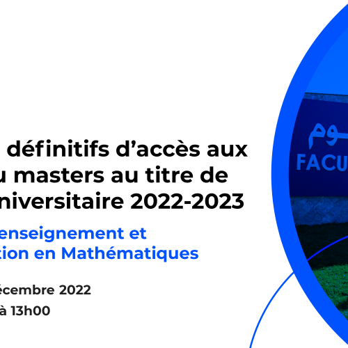 Résultats définitifs du concours d’accès au Master : Métiers de l’enseignement et de la Formation en Mathématiques