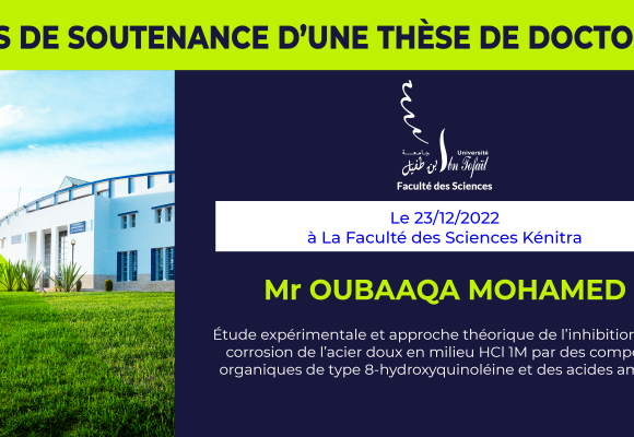 Avis de soutenance d’une thèse de doctorat (Mr OUBAAQA MOHAMED)