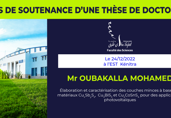 Avis de soutenance d’une thèse de doctorat (Mr OUBAKALLA MOHAMED)