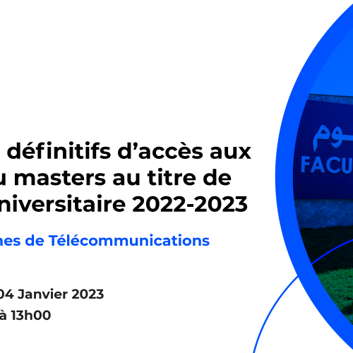 Résultats définitifs du concours d’accès au Master : Systèmes de Télécommunications