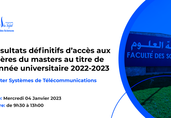 Résultats définitifs du concours d’accès au Master : Systèmes de Télécommunications