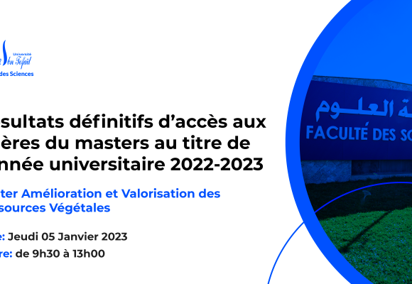 Résultats définitifs du concours d’accès au Master : Amélioration et Valorisation des Ressources Végétales