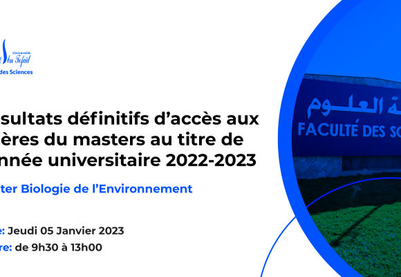 Résultats définitifs du concours d’accès au Master : Biologie de l’Environnement
