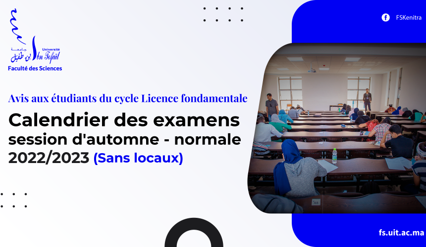 Calendrier des examens de la session normale d’automne 2022/2023 – sans locaux