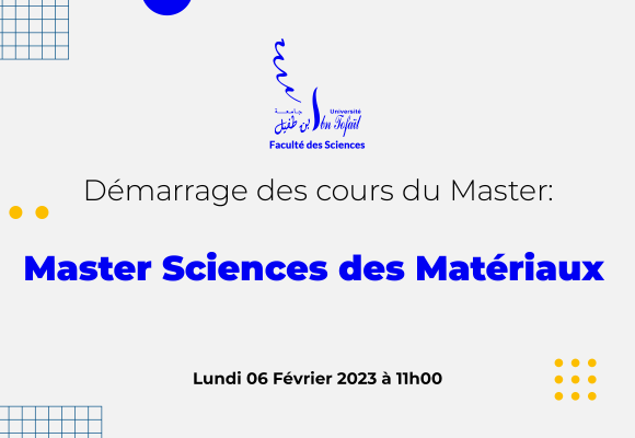 Démarrage des cours du Master Sciences des Matériaux
